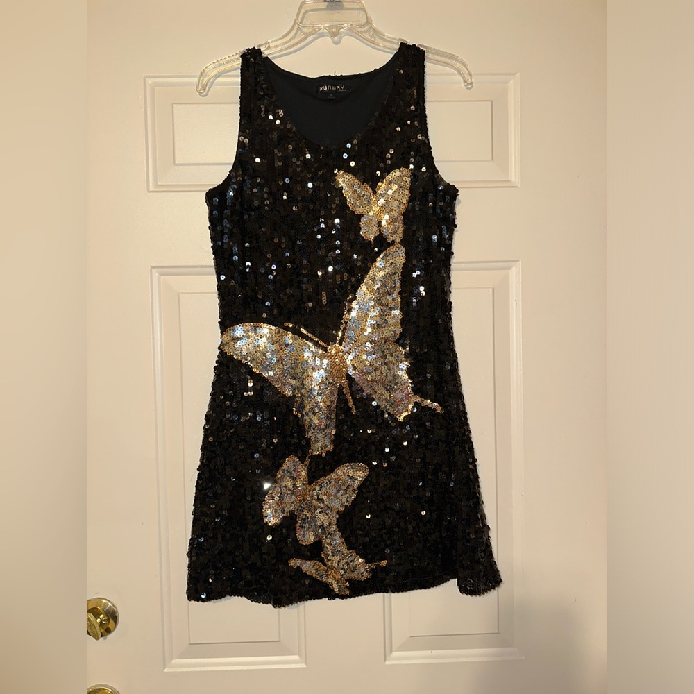 Vintage runway sequin butterfly dress